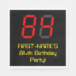 Serviette En Papier 84ème anniversaire : Rouge Digital Horloge Style "