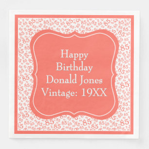 Serviette En Papier 85e anniversaire Coral/Blanc Motif du numéro de su