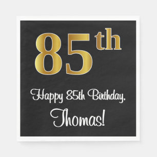 Serviette En Papier 85e anniversaire ~ Elégant Luxueux Faux Gold Look
