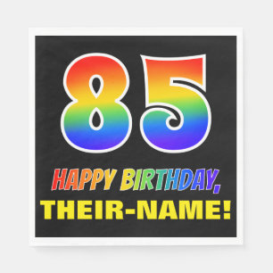 Serviette En Papier 85e anniversaire : Gras, amusant, simple, Arc-en-c