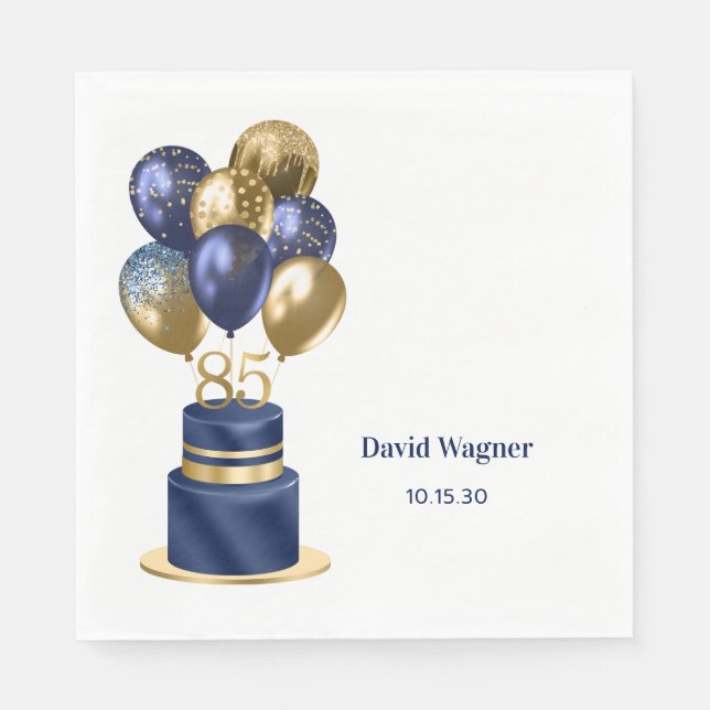 Serviette En Papier 85e anniversaire Marine Blue Cake (Devant)