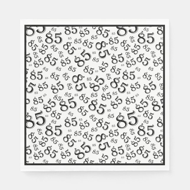 Serviette En Papier 85e anniversaire Numéro de fête Motif noir/blanc (Devant)
