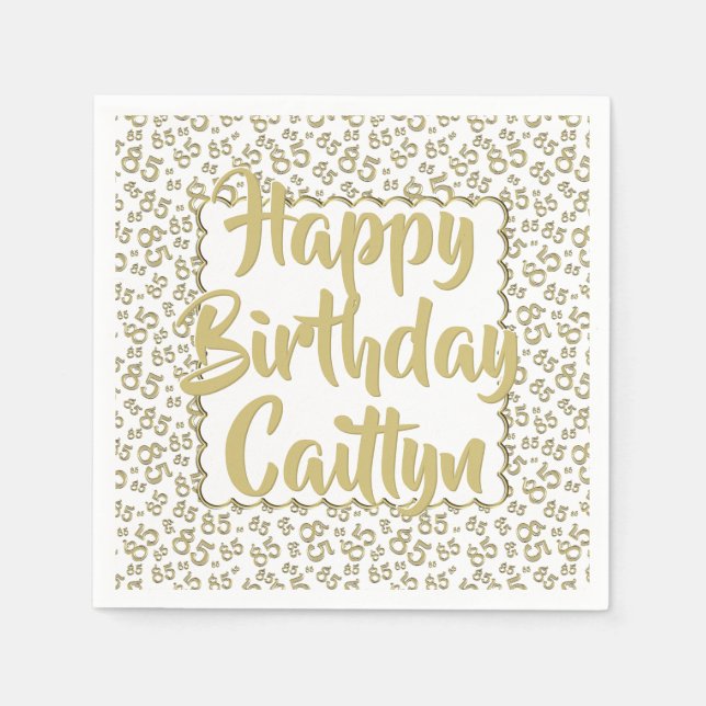 Serviette En Papier 85e anniversaire Random Number Motif Scallop Gold (Devant)