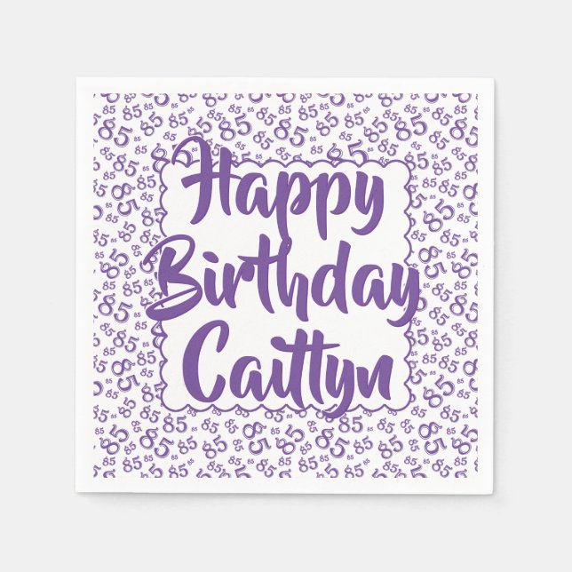 Serviette En Papier 85e anniversaire Random Number Motif Scallop Purpl (Devant)