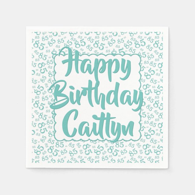 Serviette En Papier 85e anniversaire Random Number Motif Scallop Turqu (Devant)