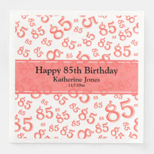 Serviette En Papier 85e anniversaire Random Numéro Motif Coral/Blanc