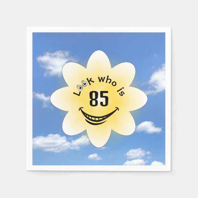 Serviette En Papier 85e anniversaire soleil et nuages d'été (Devant)