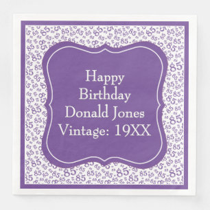 Serviette En Papier 85e anniversaire violet/blanc Motif du numéro de s