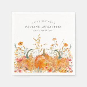 Serviette En Papier 85e Joyeux anniversaire Citrouille Fleur sauvage p