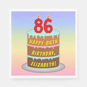 Serviette En Papier 86e anniversaire : Fun Cake and Candles + Nom pers