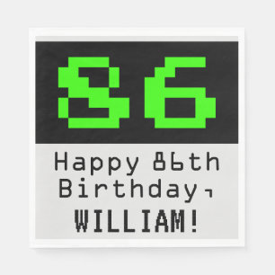 Serviette En Papier 86e anniversaire - Nerdy / Geeky Style "86" & Nom