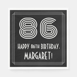 Serviette En Papier 86ème anniversaire : Art Déco Inspiré Look "86" + 