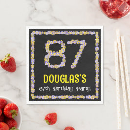 Serviette En Papier 87e anniversaire : Floral Flowers Numéro, Nom pers