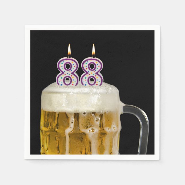 Serviette En Papier 88e Anniversaire Bière en noir (Devant)