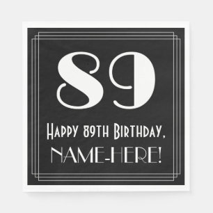 Serviette En Papier 89e anniversaire ~ Art Déco Inspiré "89", Nom