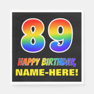 Serviette En Papier 89e anniversaire : Bold, amusant, simple, arc-en-c