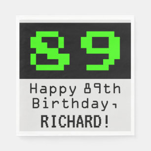 Serviette En Papier 89e anniversaire - Nerdy / Geeky Style "89" & Nom