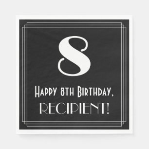 Serviette En Papier 8e anniversaire ~ Art Déco Inspiré Look "8", Nom