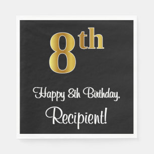 Serviette En Papier 8e anniversaire ~ Elégant luxe Faux Gold Look #