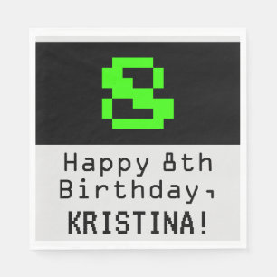 Serviette En Papier 8e anniversaire - Nerdy / Geeky Style "8" & Nom