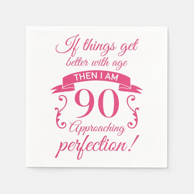 Serviette En Papier 90e anniversaire, 90 ans, drôle, humour, gag, fa (Devant)