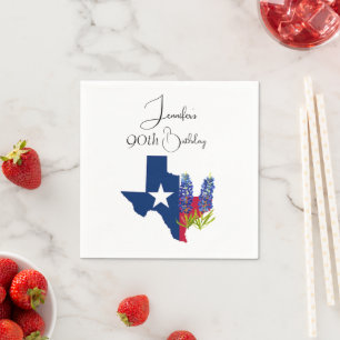 Serviette En Papier 90e anniversaire Bluebonnets Texas Ninetieth Flora
