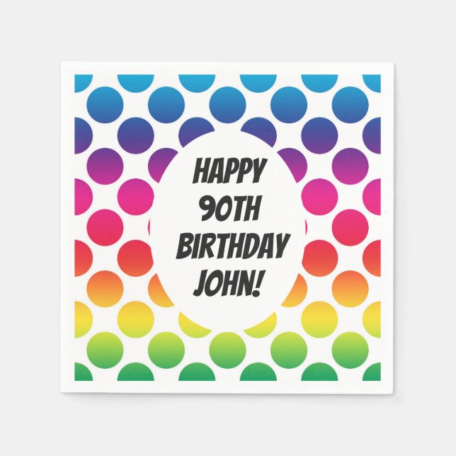 Serviette En Papier 90e anniversaire Célébration avec des cercles colo (Devant)