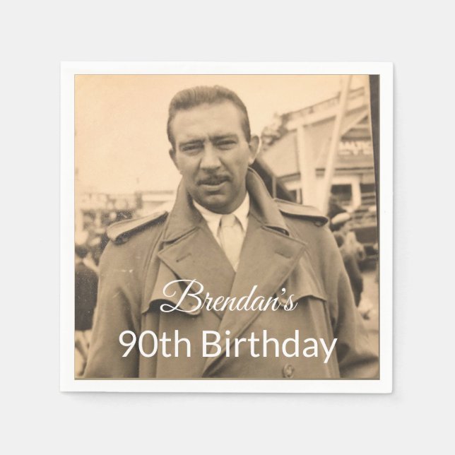 Serviette En Papier 90e anniversaire de la photo masculine (Devant)