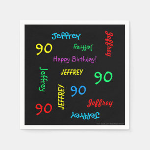 Serviette En Papier 90e Anniversaire des noms répétitifs, papier noi