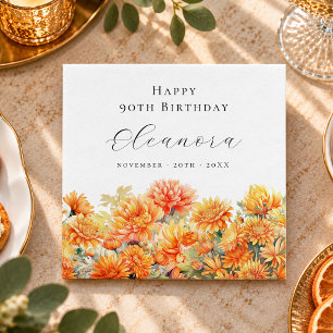 Serviette En Papier 90e anniversaire Fleur de naissance de novembre Ch