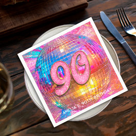 Serviette En Papier 90e anniversaire Gold Pink Parties scintillant Dis