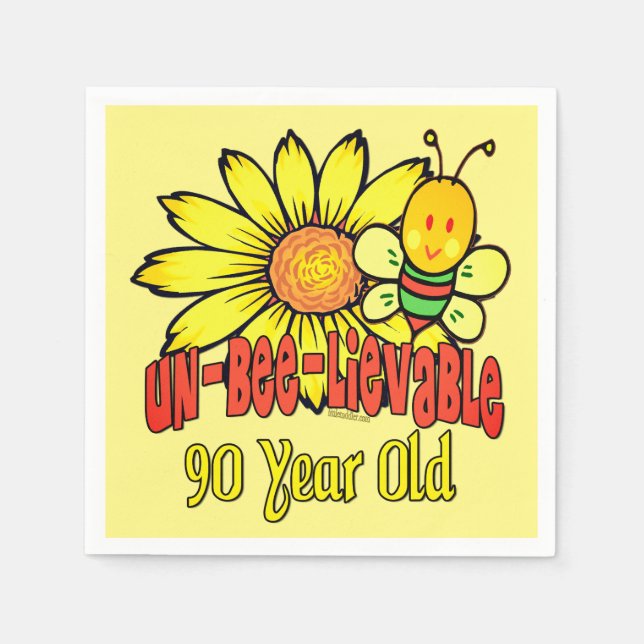 Serviette En Papier 90e anniversaire - Incroyable à 90 ans (Devant)