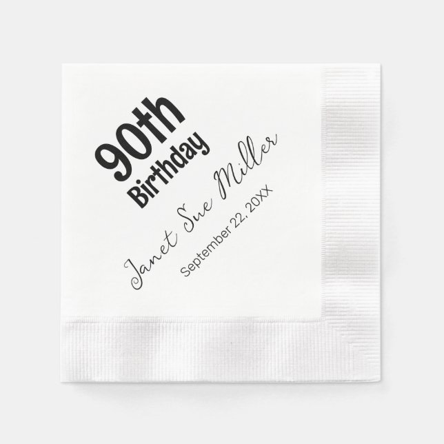 Serviette En Papier 90e Anniversaire Papier de fête serviettes (Devant)