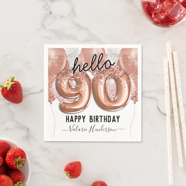Serviette En Papier 90e anniversaire Parties scintillant rose Balloons (En situation)