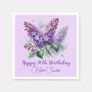 Serviette En Papier 90e anniversaire Purple Lilac Fleurs Printemps