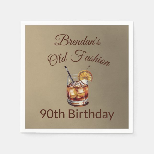 Serviette En Papier 90e Cocktail Homme Anniversaire de la mode (Devant)