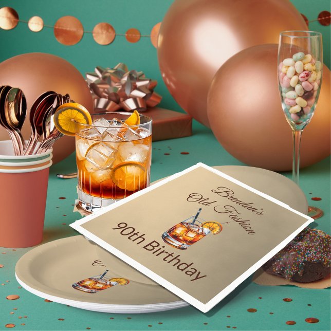 Serviette En Papier 90e Cocktail Homme Anniversaire de la mode (Créateur téléchargé)