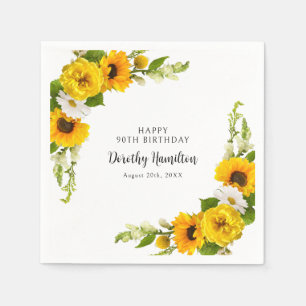 Serviette En Papier 90e fête d'anniversaire Sunflower Daisy Custom