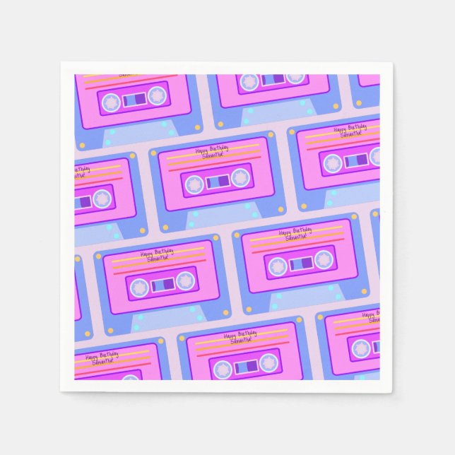 Serviette En Papier 90s 80s Vaporwave esthétique Joyeux anniversaire (Devant)