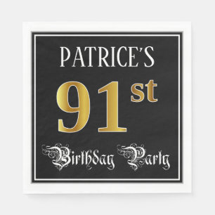 Serviette En Papier 91e fête d'anniversaire — Script fantaisie, Faux G