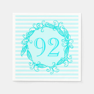 Serviette En Papier 92e anniversaire Aqua Blanc bleu Tourbillonnant fé