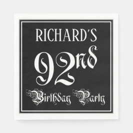 Serviette En Papier 92e fête d'anniversaire — Script fantaisie + Nom p