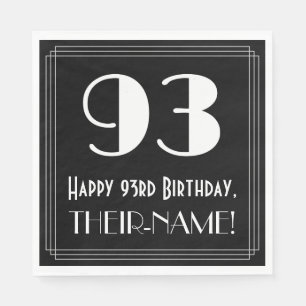 Serviette En Papier 93e anniversaire ~ Art Déco Inspiré Look "93", Nom