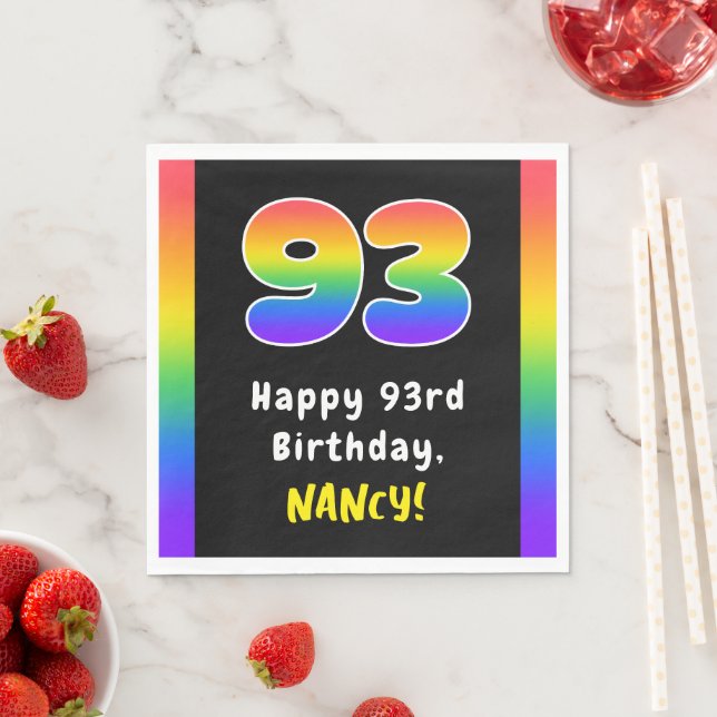 Serviette En Papier 93e anniversaire : Rainbow Spectrum # 93, Nom pers (En situation)