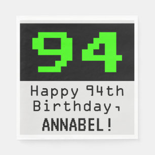 Serviette En Papier 94e anniversaire - Nerdy / Geeky Style "94" & Nom