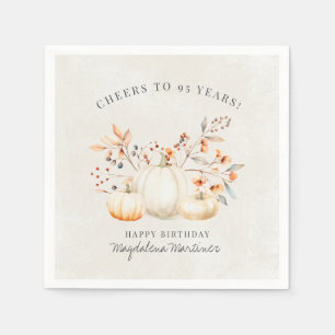 Serviette En Papier 95e anniversaire blanc Citrouille automne Leaves p