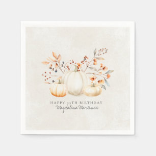 Serviette En Papier 95e anniversaire blanc Citrouille automne Leaves p