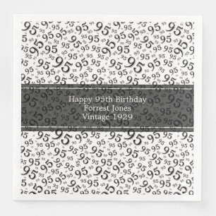 Serviette En Papier 95e anniversaire Cool numéro Motif noir/blanc
