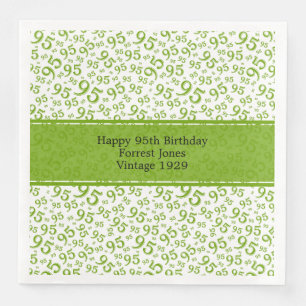 Serviette En Papier 95e anniversaire Cool Numéro Motif Vert/Blanc