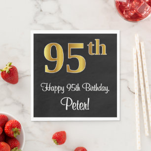 Serviette En Papier 95e anniversaire ~ Elégant Luxueux Faux Gold Look 